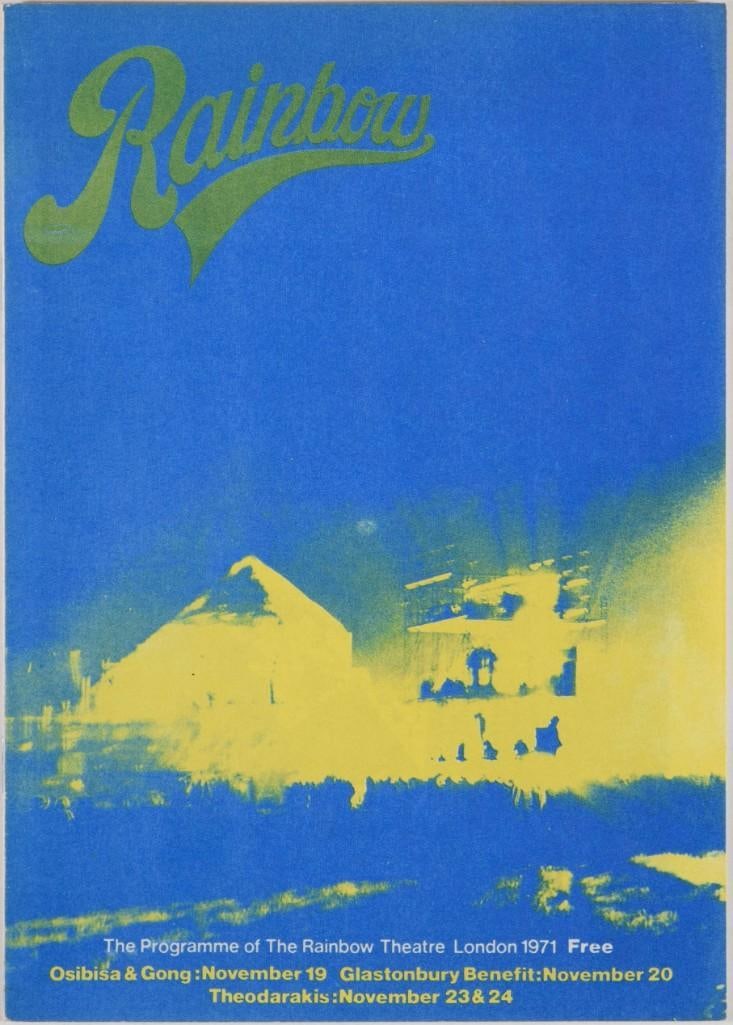 1971 Gong Osibisa The Rainbow Theatre London Program Excellent 79: This vintage program was created for three events at London's Rainbow Theatre in November 1971. It features performances by Osibisa & Gong on November 19, a Glastonbury Benefit on