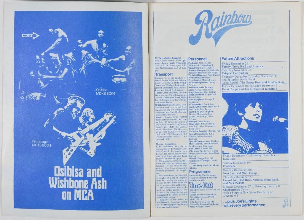 1971 Gong Osibisa The Rainbow Theatre London Program Excellent 79 - 3