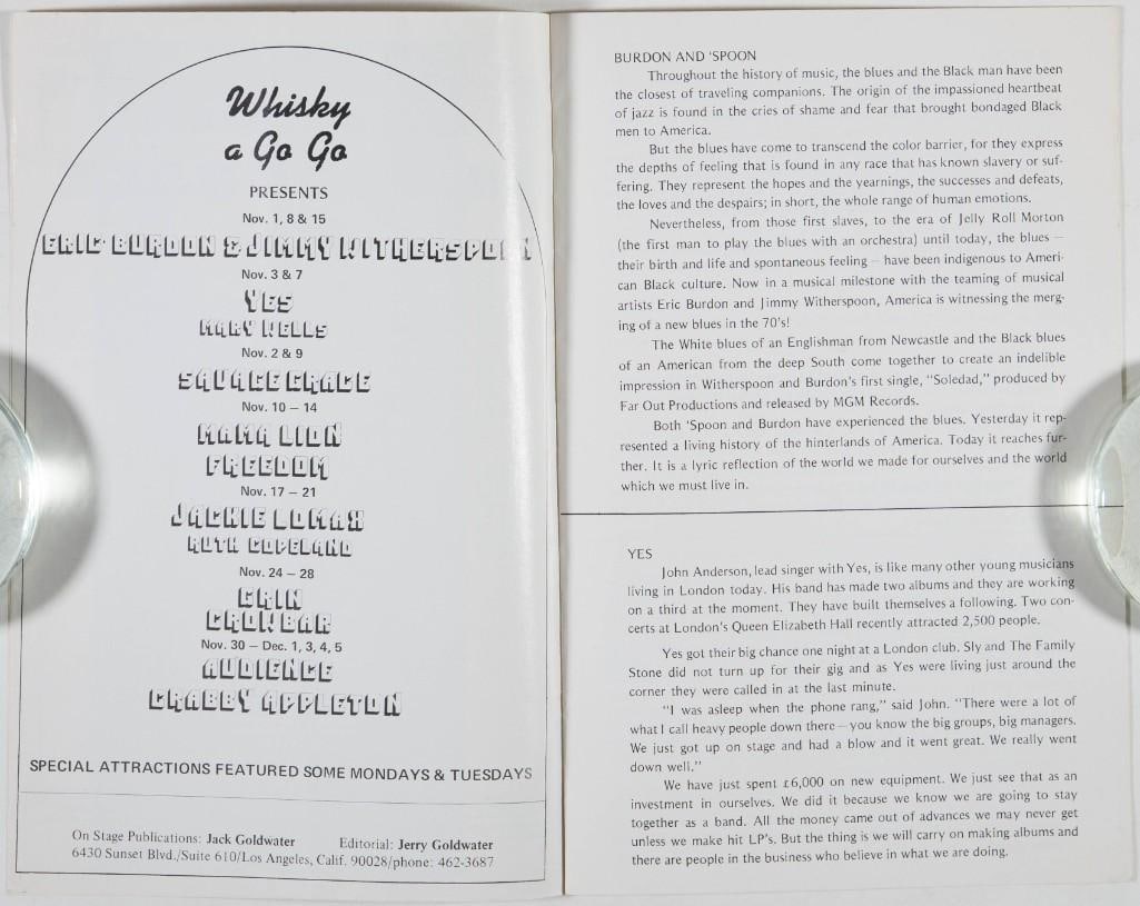 1971 Eric Burdon Yes The Whisky A Go Go Program Extra Fine 69 - 2