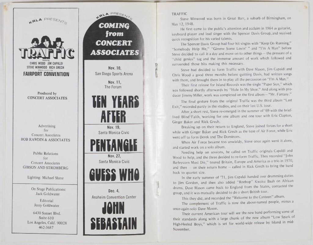1971 Traffic Fairport Convention Anaheim Convention Center Program Extra Fine 69 - 2