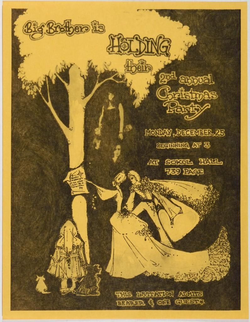 1967 The 2nd Annual Christmas Party Big Brother Sokol Hall Handbill Near Mint 89: Advertising the 2nd annual Christmas Party at Sokol Hall this is only the third example of this Handbill we have ever offered. Big Brother featuring Janis Joplin put together this event in December