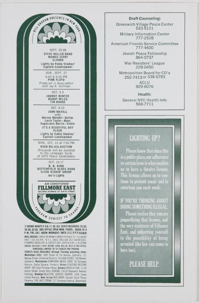 1970 Grateful Dead NRPS Fillmore East Program Near Mint 89 - 3