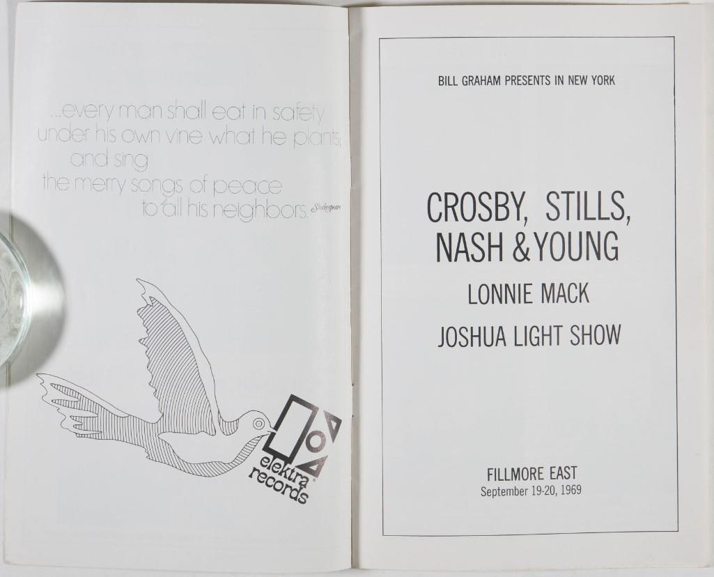 1969 Crosby Stills Nash & Young Fillmore East Program Extra Fine 69 - 2