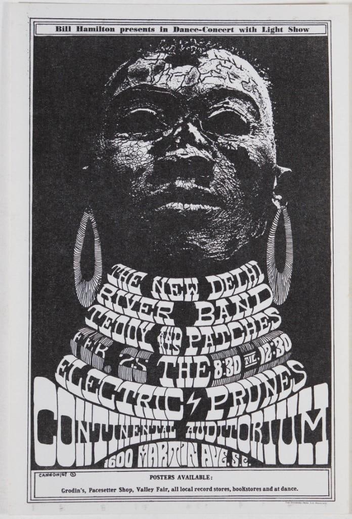 1967 The Electric Prunes The New Delhi River Band Continental Auditorium Handbill Near Mint 89: Here's an Electric Prunes Original Handbill produced for a February 1967 appearance at the famous Continental Ballroom in the Bay Area. Incorporating psychedelia and elements of embryonic