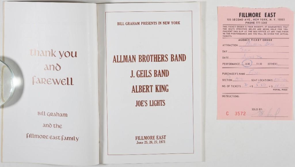 1971 Allman Brothers Band Fillmore East Program Extra Fine 67 - 2