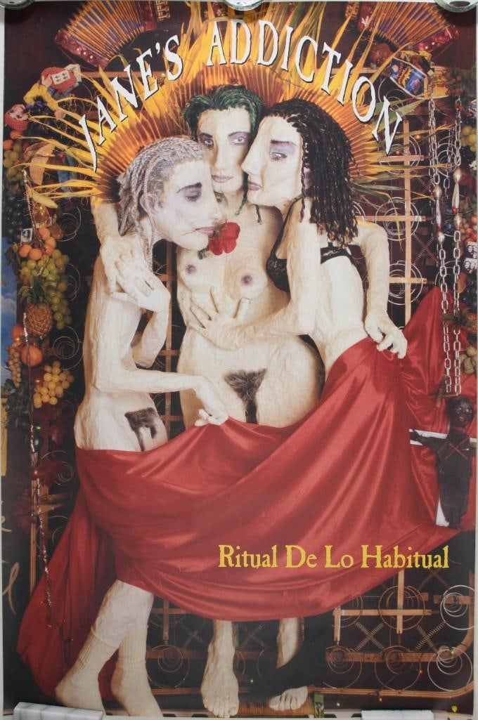 1990 Jane's Addiction Ritual de lo Habitual Promotional Poster Near Mint 81: This promotional poster was distributed for Jane's Addiction's second studio album, Ritual de lo Habitual, released in August 1990. --CRITICAL DETAILS-- --TITLE Jane&#