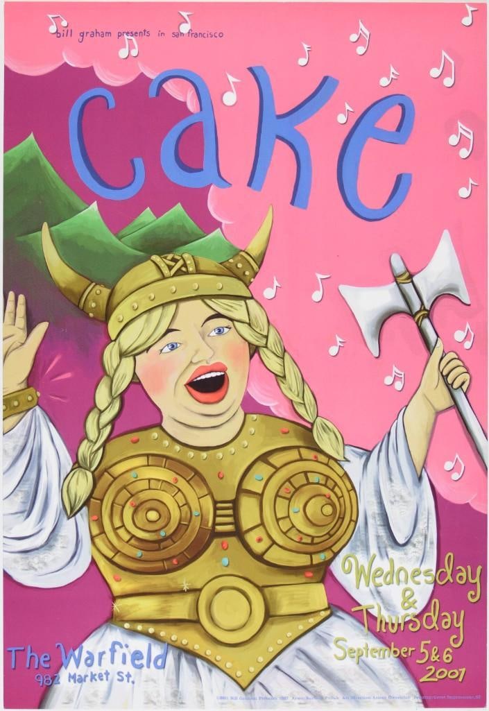 2001 BGP-267 Cake The Warfield Poster Near Mint 89: This Bill Graham Presents issue from September 2001 promoted Cake appearing at the Warfield in San Francisco. --CRITICAL DETAILS-- --TITLE NF-267 Cake The Warfield Original Pre-Concert Fir
