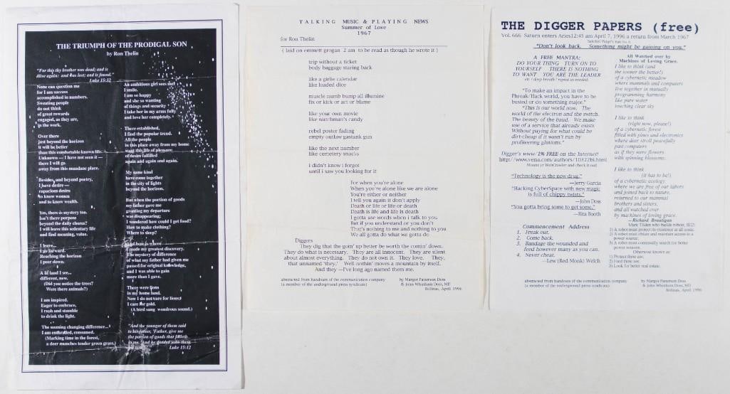 3 Piece Collection of The Diggers and Ron Thelin Items Extra Fine 63: This is a 3 Piece Collection of The Diggers and Ron Thelin Items. Graded Extra Fine 63. --CRITICAL DETAILS-- --TITLE 3 piece collection of The Diggers and Ron Thelin items --GRADE Extra