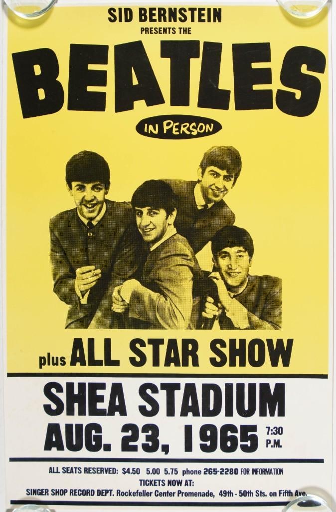 The Beatles Shea Stadium Reprint Poster Excellent 79: Here is a reprint issue of one of the most sought-after concert posters of all time, offering the same popular and iconic art for far less than the first print currently commands! The