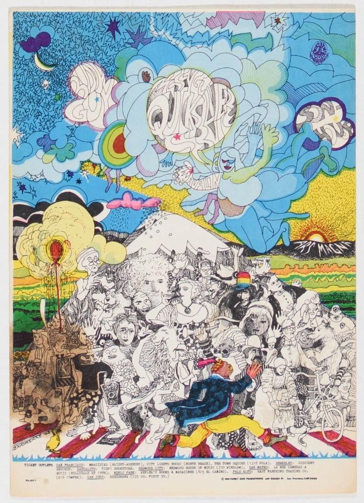 1968 FD-107 Buddy Guy Quicksilver Avalon Ballroom Postcard Extra Fine 67: This original 1968 postcard, designed by one-time Family Dog contributor Paul Zavorskas features incredible eye appeal! Quicksilver Messenger Service, blues legends Buddy Guy and Son House w