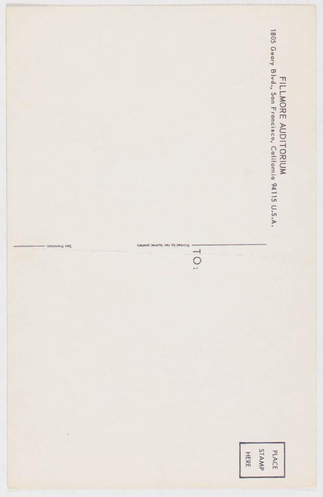 1968 BG-114 Quicksilver Eric Burdon & The Animals Winterland Postcard Excellent 70 - 2