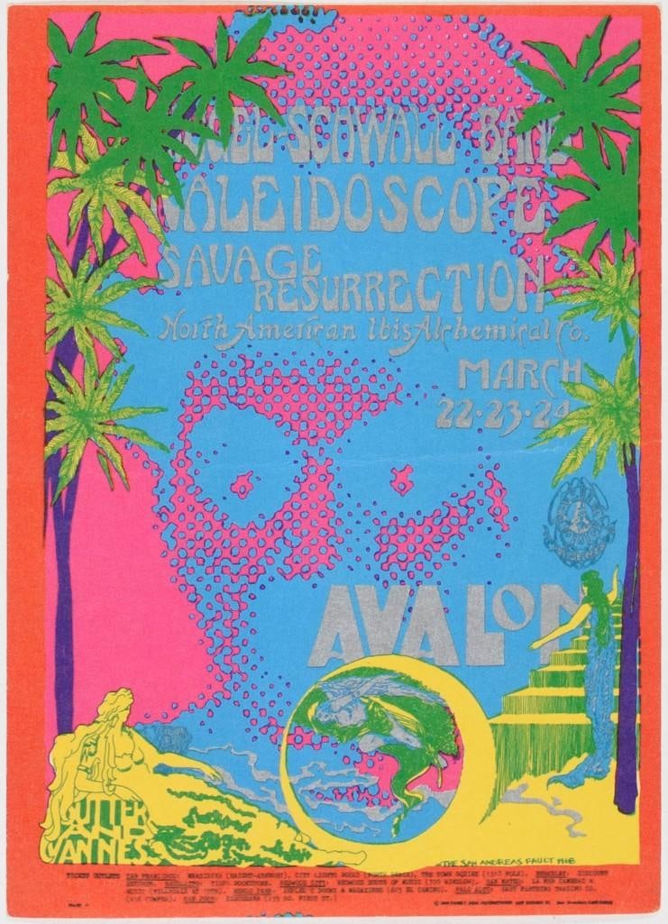 1968 FD-111 Siegal Schwall Kaleidoscope Avalon Ballroom Postcard Extra Fine 67: This original Avalon Ballroom card with a halftone image of Charlie Chaplin is hard to discern up close but looks amazing from across the room. 100% original with no restoration! Condition Details: H