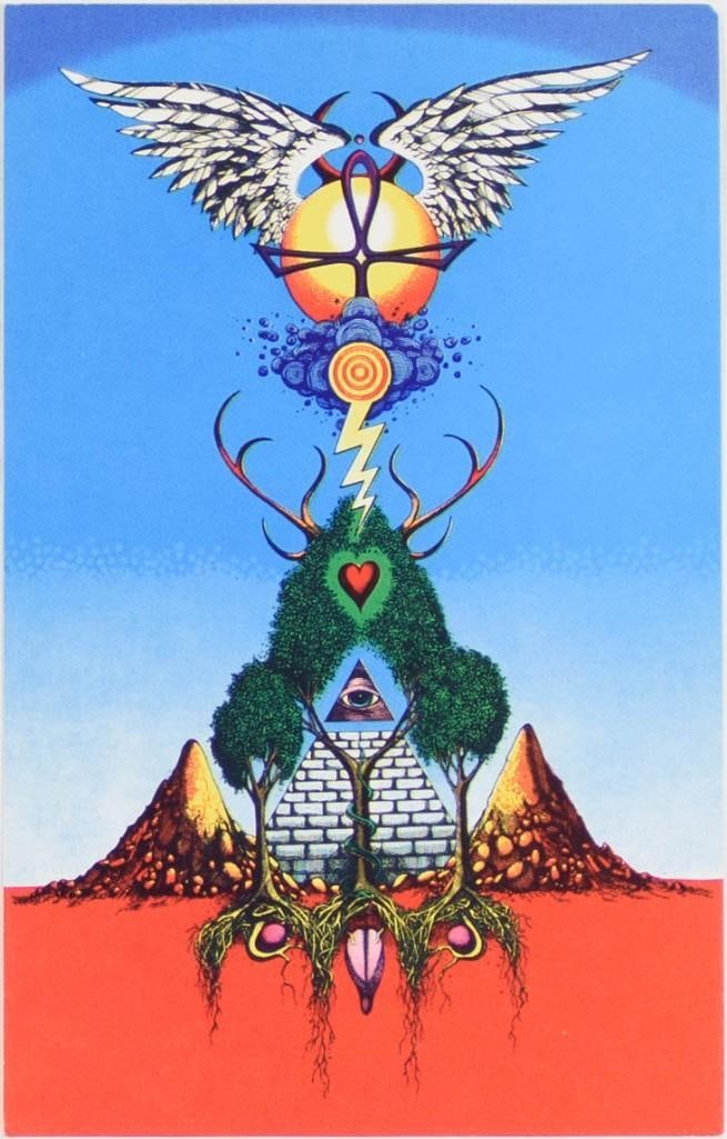 1968 Rick Griffin The Unnamable Signed Kelley Card Near Mint 83: The reverse of this card is signed and personalized by Alton Kelley to his wife, Marquerite! This Rick Griffin card was published in 1968 by the Berkeley Bonaparte, an art company that the "Big F