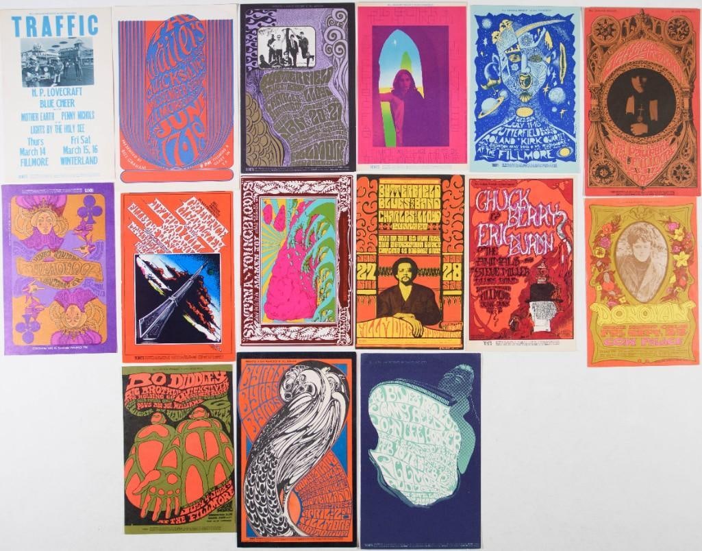 Lot of 15 Bill Graham Fillmore Numbered Series Postcards Near Mint 81: This lot features 15 Bill Graham/Fillmore numbered series postcards. --CRITICAL DETAILS-- --TITLE 15 Bill Graham Fillmore Postcards --GRADE Near Mint 81 A 20% Buyers Premium will be added