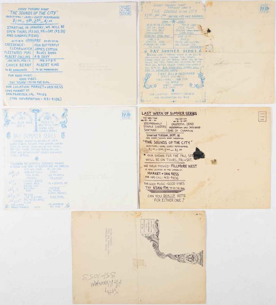 Lot of 5 Fillmore Double Postcards NG - 2