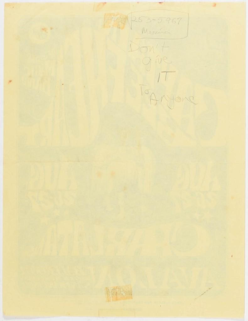 1966 FD-23 Captain Beefheart & His Magic Band Avalon Ballroom Handbill Extra Fine 65 - 2