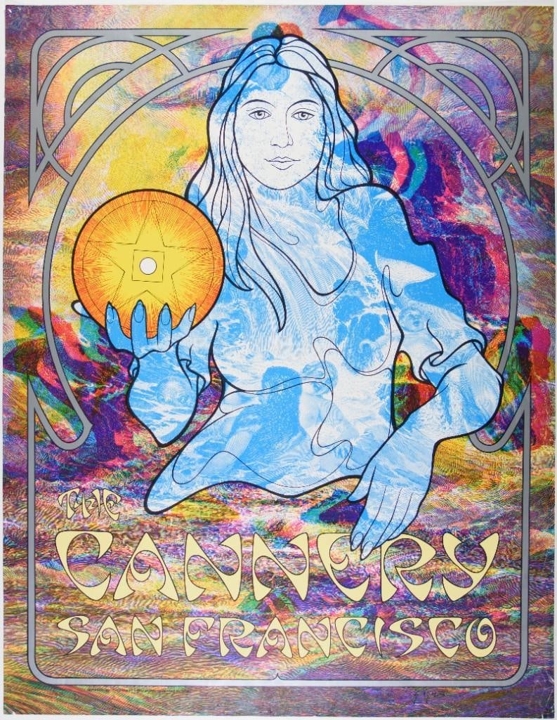 1973 The Cannery San Francisco Poster Excellent 77: This poster was produced for The Cannery in San Francisco by David Singer. The work of Fillmore poster artist David Singer is a sub-genre of poster art in itself. Singer's output was the largest o