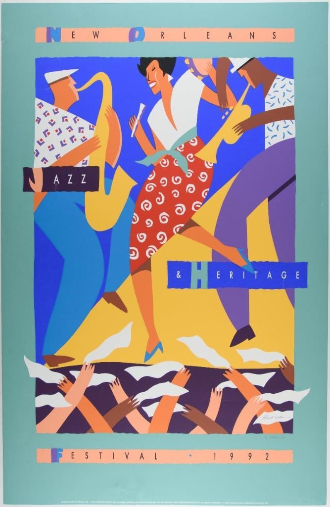 1992 The New Orleans Jazz & Heritage Festival LE Poster Near Mint 81: This numbered 11338/12500 Limited Edition poster was created by the New Orleans Jazz & Heritage Festival Foundation as a special merch item for the 1992 Jazz fest. -