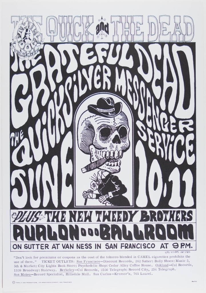 1966 FD-12 Grateful Dead Avalon Ballroom RP3 Poster Mint 91: Here we have a beautiful, post-concert printing poster of one of THE KEYS to the entire Avalon set. This is the first authorized reprint of this issue, produced shortly after the shows. It tops every 