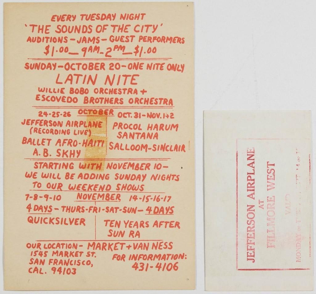 1968 BG-142 Jefferson Airplane A.B. Skhy Fillmore West Postcard & Ticket Near Mint 89 - 2