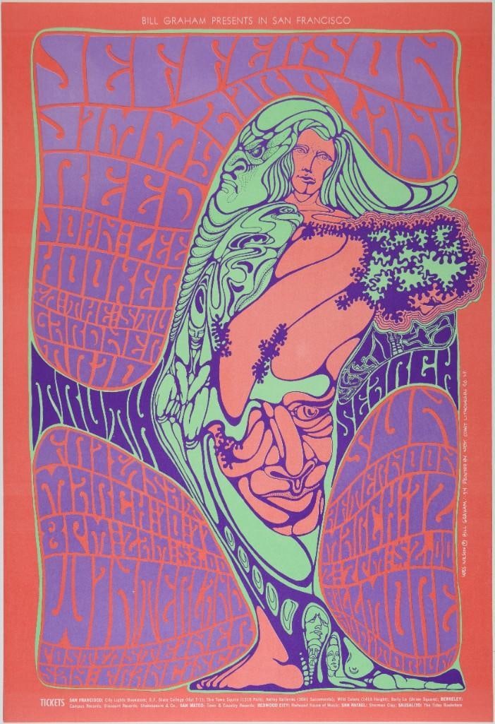 1967 BG-54 Jefferson Airplane Winterland & Fillmore Auditorium Poster Near Mint 89: Another early poster from the first year of Bill Graham at The Fillmore. Classic band, classic Wes Wilson design, classic venue, and affordable price. Exciting opportunity! --CRITICAL DETAILS-- --TITL