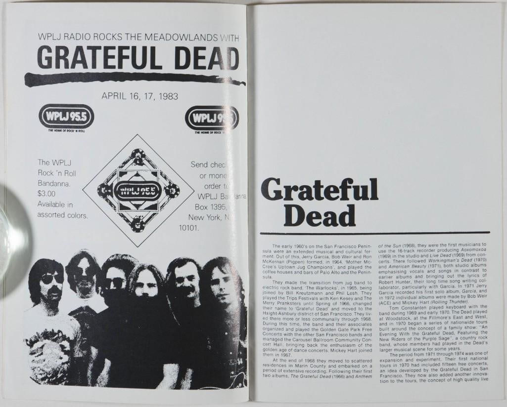 1983 Grateful Dead Byrne Meadowlands Arena Program Excellent 79 - 3