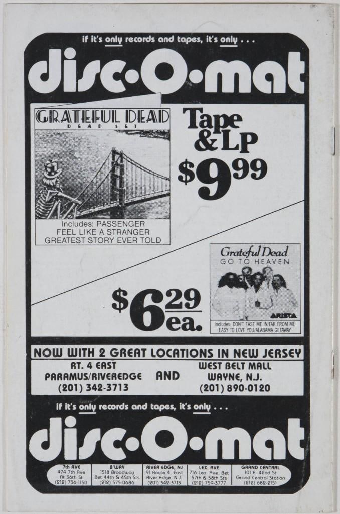 1983 Grateful Dead Byrne Meadowlands Arena Program Excellent 79 - 4