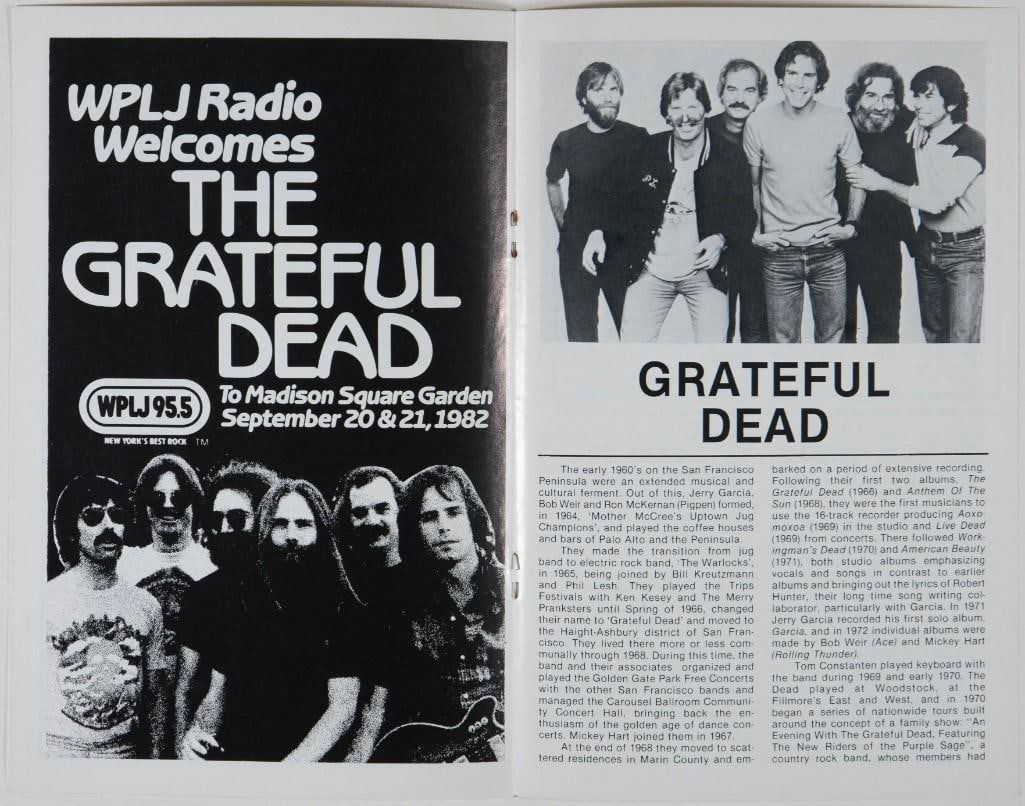 1982 Grateful Dead Madison Square Garden New York Program Near Mint 89 - 3