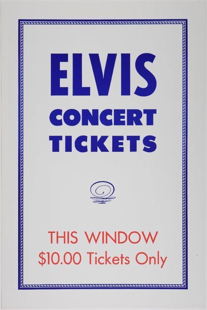 1976 Elvis Presley Concert Tickets Box Office Cardboard Poster Near Mint 89: This original, box office window poster from 1976 advertised Elvis concert tickets. A rare little piece of concert history and a very unique find from late in the King's career! Condition
