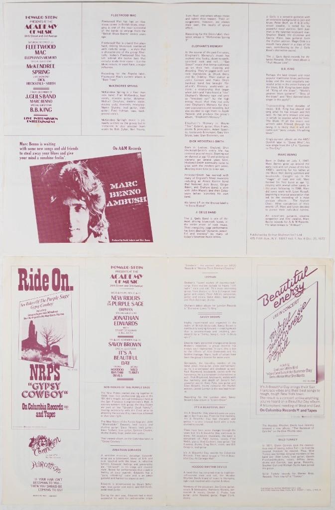 Lot of 2 NRPS Fleetwood Mac Academy of Music Programs Extra Fine 69 - 2