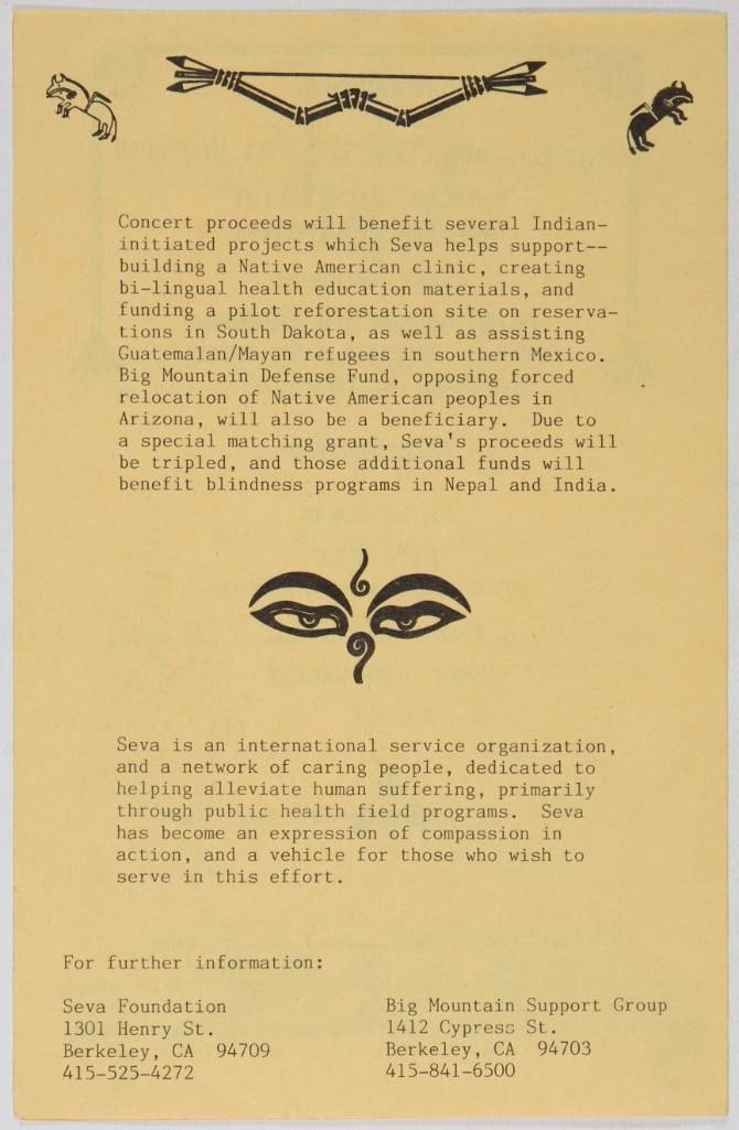 1985 Seva Foundation Cowboys for Indians Berkeley Community Theatre Program Excellent 79 - 3