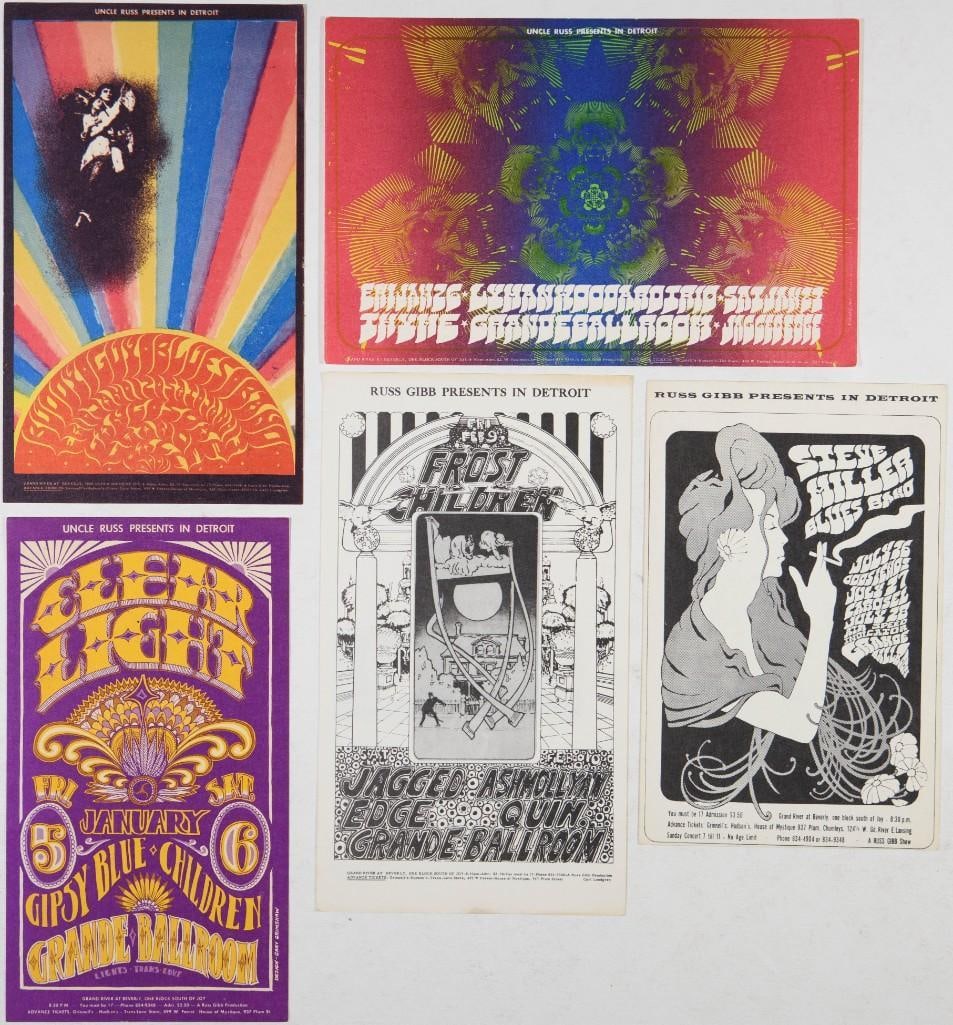 Lot of 5 Grande Ballroom Detroit Cards NG: This lot features 5 assorted original postcards from the Grande Ballroom in Detroit. --CRITICAL DETAILS-- --TITLE 5 Grande Ballroom cards --GRADE NG A 20% Buyers Premium will be added to the final
