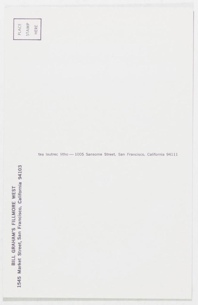 1969 BG-170 Led Zeppelin Fillmore West & Winterland Postcard Near Mint 89 - 2