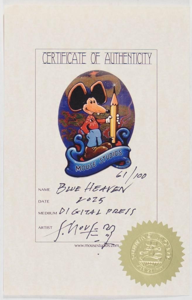 Stanley Mouse Blue Heaven LE Signed Mouse Poster Near Mint 87 with COA - 3