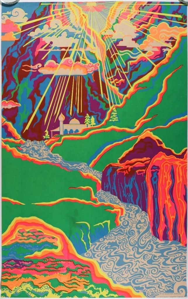 1971 Mountain Morning Blacklight Headshop Poster Extra Fine 69 (1 of 2)
