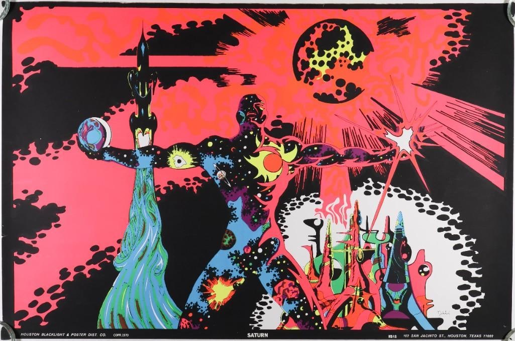 1970 Saturn Blacklight Headshop Poster Extra Fine 65 (1 of 2)