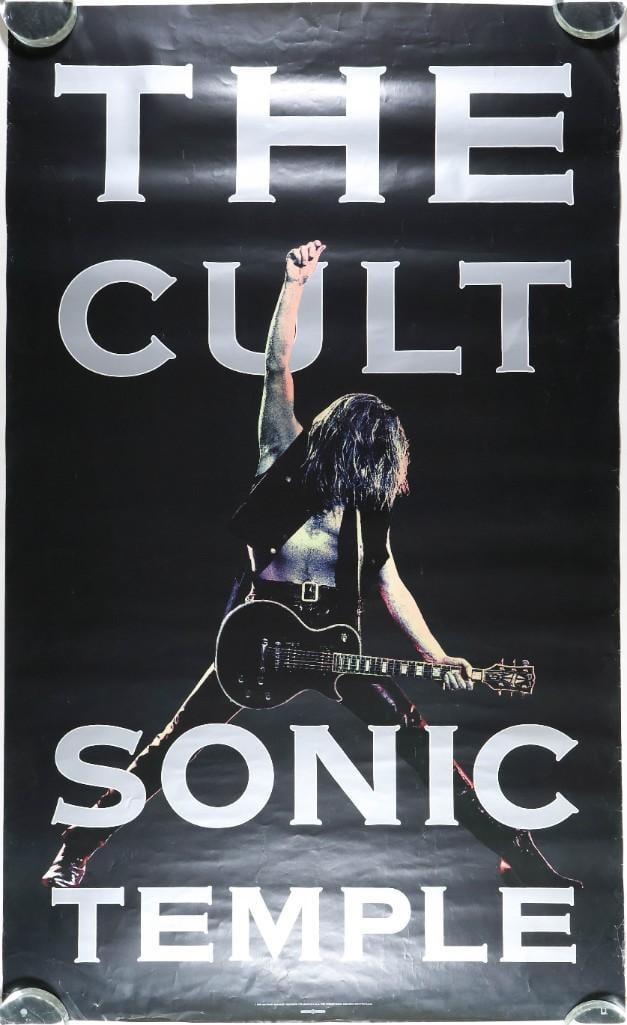 1989 The Cult Sonic Temple Promotional Poster Extra Fine 65: Large sized promotional poster for The Cult and the release of their 1989 Sonic Temple album. Condition Details: promo. Handling, creases --CRITICAL DETAILS-- --TITLE The Cult Sonic Temple