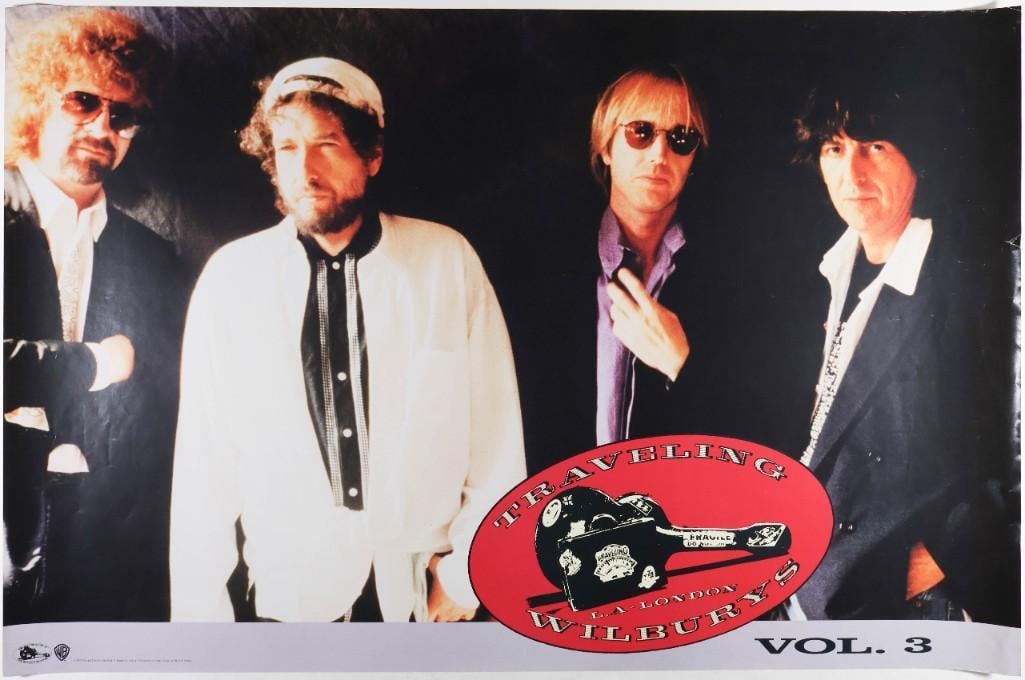 1990 The Traveling Wilburys Volume 3 Promotional Poster Excellent 75: This promo poster was produced for the release of The Traveling Wilburys, Volume 3 album in 1990. The band members again adopted pseudonyms for their contributions, using new names from the