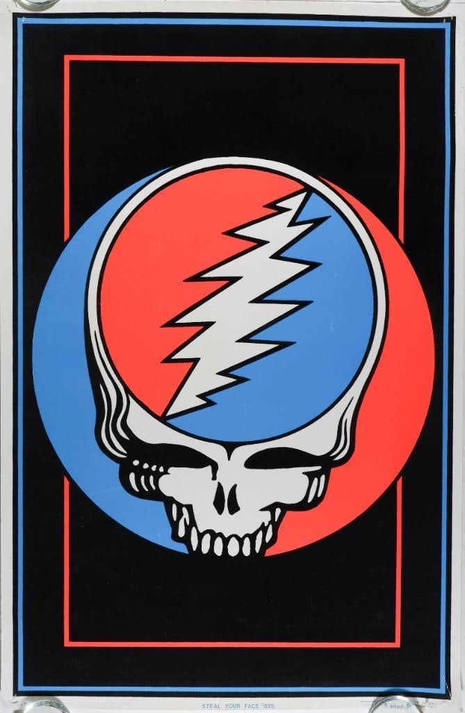 Grateful Dead No. 828 Steal Your Face Flocked Blacklight Poster Extra Fine 65 (1 of 2)