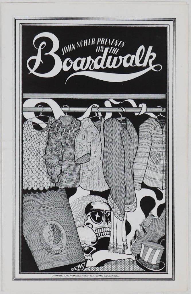 1980 Jerry Garcia Band Convention Hall Asbury Park Program Extra Fine 65: This original program was produced for the Jerry Garcia Band performing at the Convention Hall in Asbury Park, New Jersey, in July 1980. The event was presented by John Scher. It features a great bio