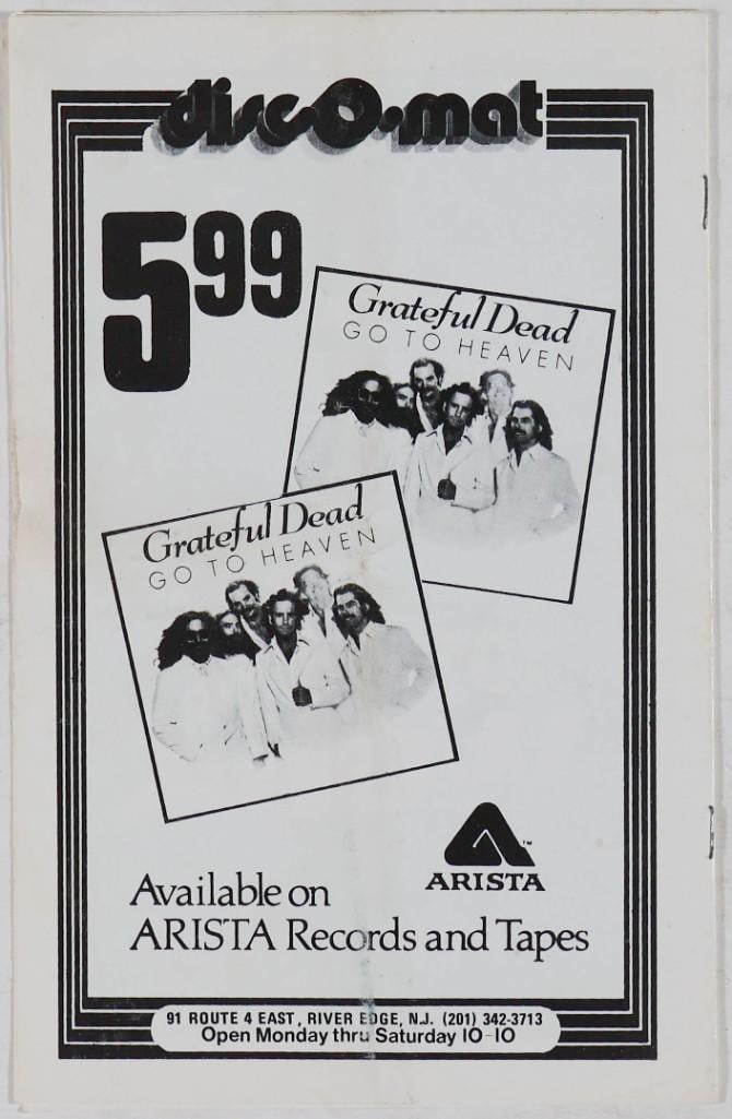 1980 Jerry Garcia Band Convention Hall Asbury Park Program Extra Fine 65 - 3