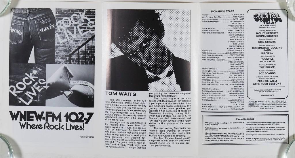1980 Tom Waits Capitol Theatre Program Excellent 79 - 2