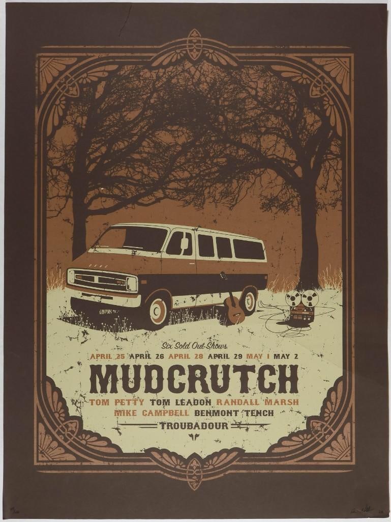 2008 Mudcrutch with Tom Petty The Troubadour LE Signed Poster Extra Fine 65: This limited edition poster is numbered 29/100 and signed by the artist! Tom Petty invited Randall Marsh and Tom Leadon, original members of Mudcrutch, to reunite with Heartbreakers Benmont Tench