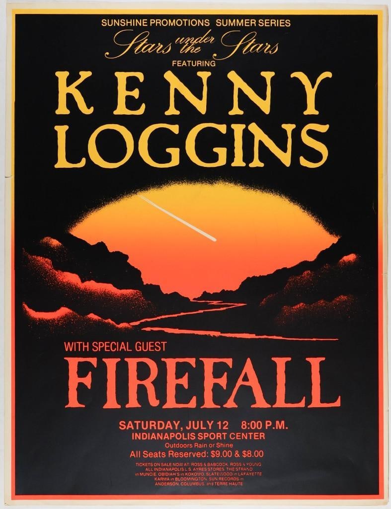 1980 Kenny Loggins Indianapolis Sports Center Poster Excellent 77: This poster announced Kenny Loggins July 1980 appearance at the Indianapolis Sports Center. This was a stop on Loggins' summer tour promoting his hit solo album, Keep the Fire, released in