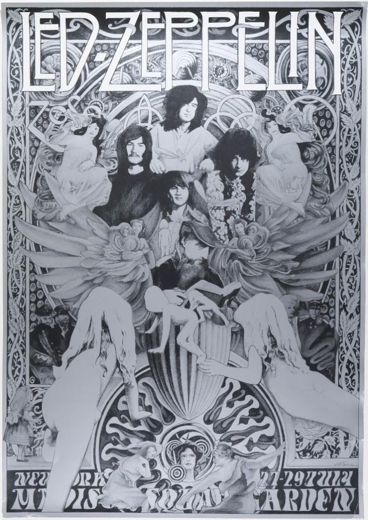 1973/2002 Led Zeppelin Madison Square Garden RP Poster Excellent 79: This post-concert, commemorative merchandising poster celebrates Led Zeppelin's July 1973 appearance at Madison Square Garden in New York City. It was printed in 2002. Condition Details: 2002