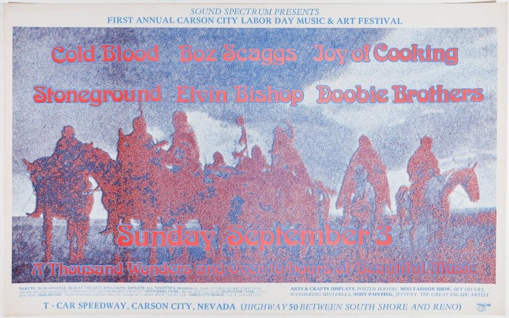 1972 AOR-4.138 Boz Scaggs The Doobie Brothers T-Car Speedway Carson City Poster Excellent 79 (1 of 2)