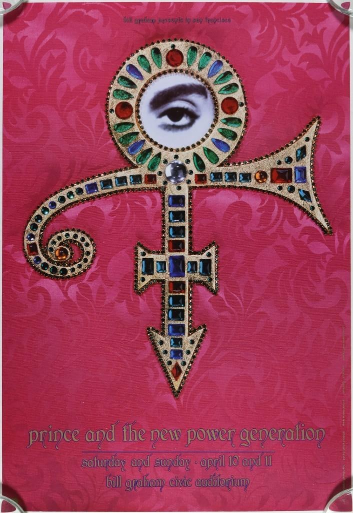 1993 BGP-73 Prince Bill Graham Civic Auditorium Poster Mint 90: This run of Prince shows in 1993 at the Bill Graham Civic Auditorium was promoting his Love Symbol Album, released the previous year after a dispute with Warner Brothers Records. It was conceived as