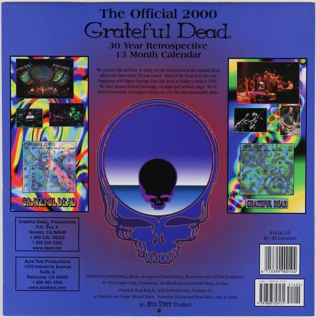 2000 Grateful Dead Calendar Near Mint 85 - 3