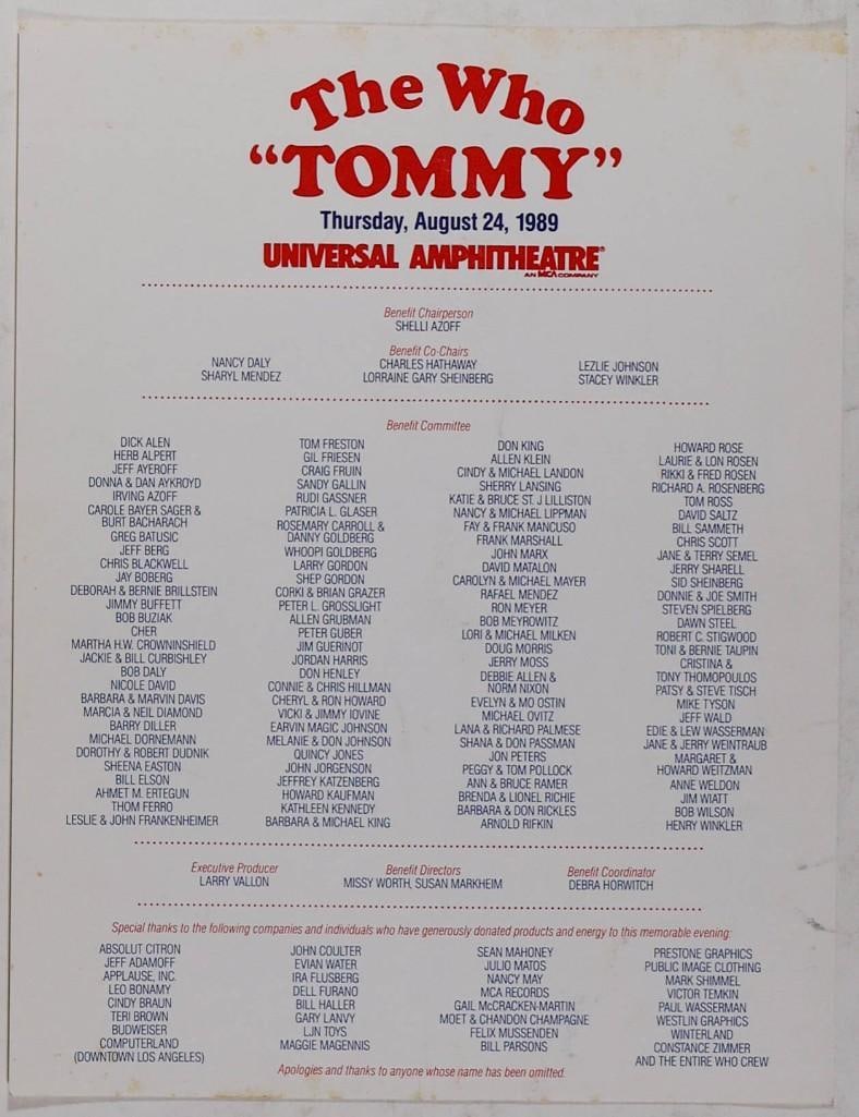 1989 The Who Tommy Universal Amphitheatre Program Near Mint 85 - 6