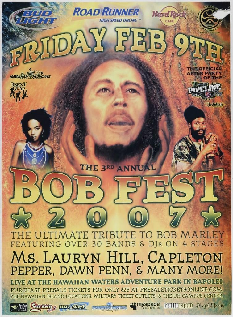 2007 Bob Fest Lauryn Hill Pepper Hawaiin Waters Adventure Park Poster Extra Fine 67 - 2